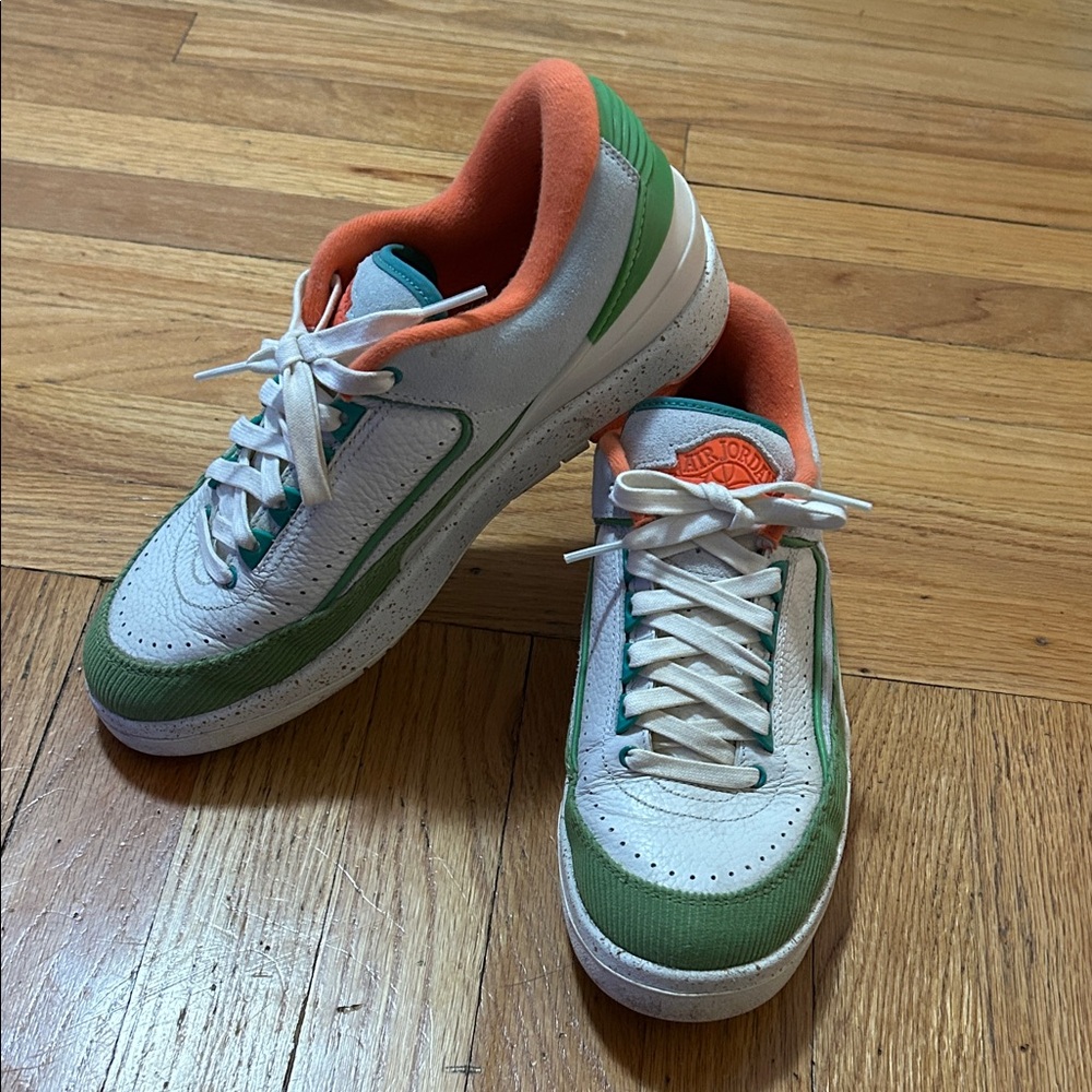 Nike Air Jordan women’s 2 Retro Low TITAN White Green Orange sneakers